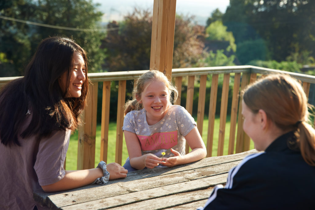 senior boarding girls outside