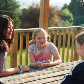 senior boarding girls outside